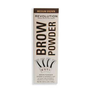 Makeup Revolution Brow Powder Stamp & Stencil Kit Medium Brown